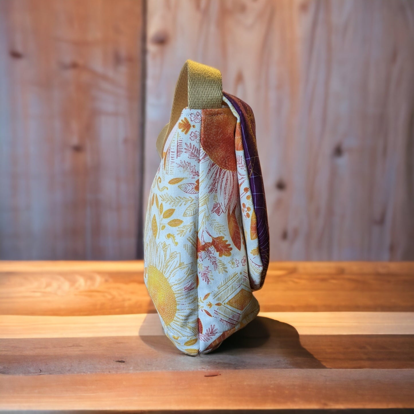 Purple Celestial & Bohemian Sunflower Crossbody Messenger Bag - Custom Sunflower Design - 100% Cotton - Ready to Ship
