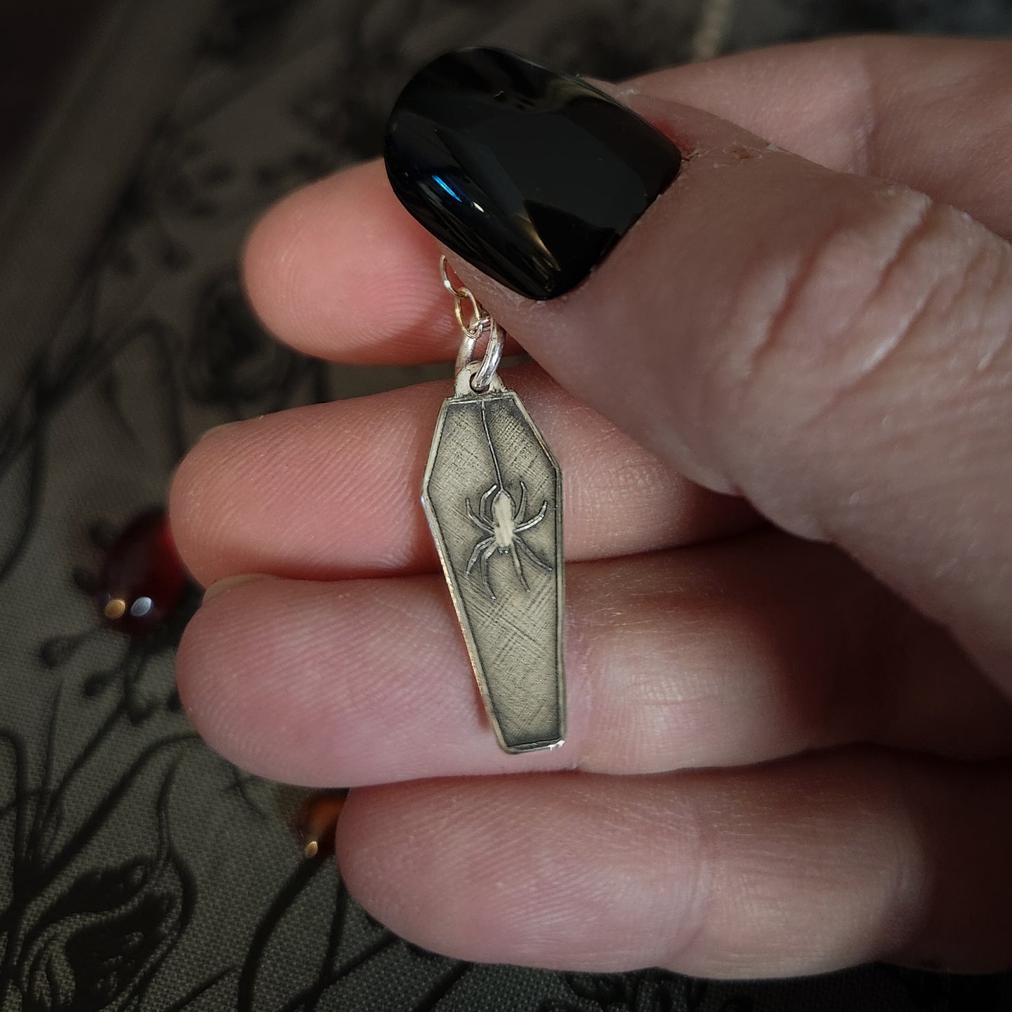 Spider Coffin Charm Necklace