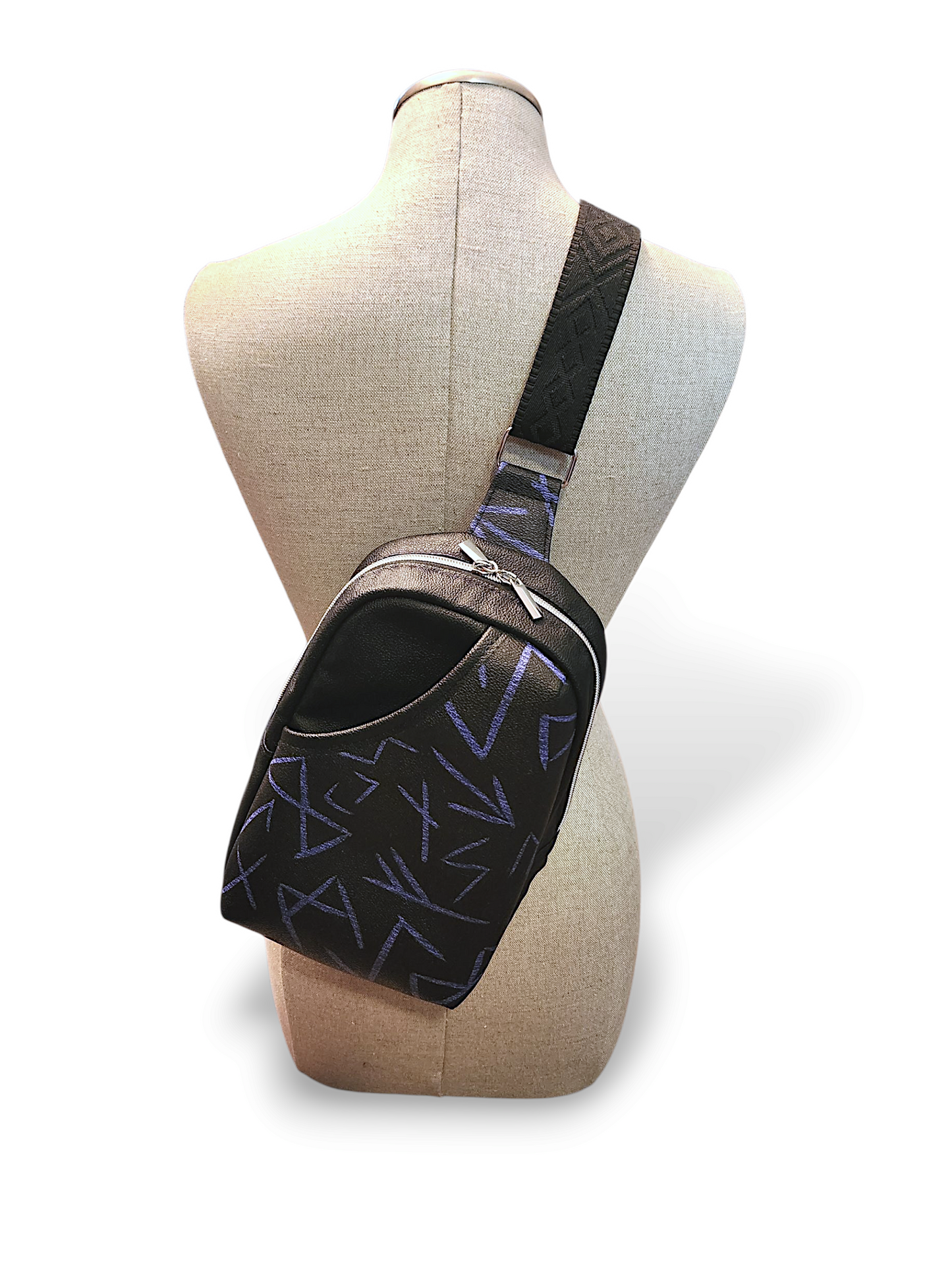 Norse Runes Crossbody Sling Bag: Viking Faux Leather Purse