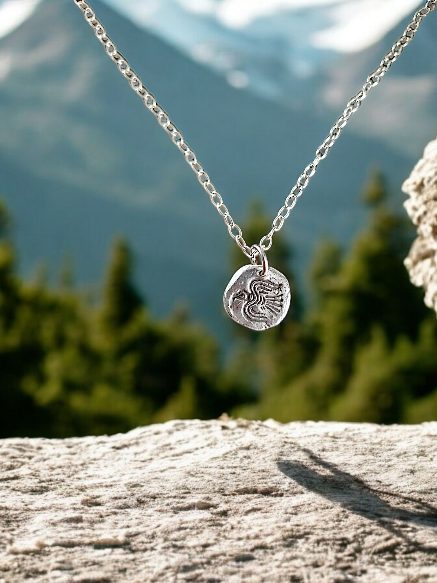 Odin's Raven Fine Silver Mythic Charm Huginn & Muninn Necklace