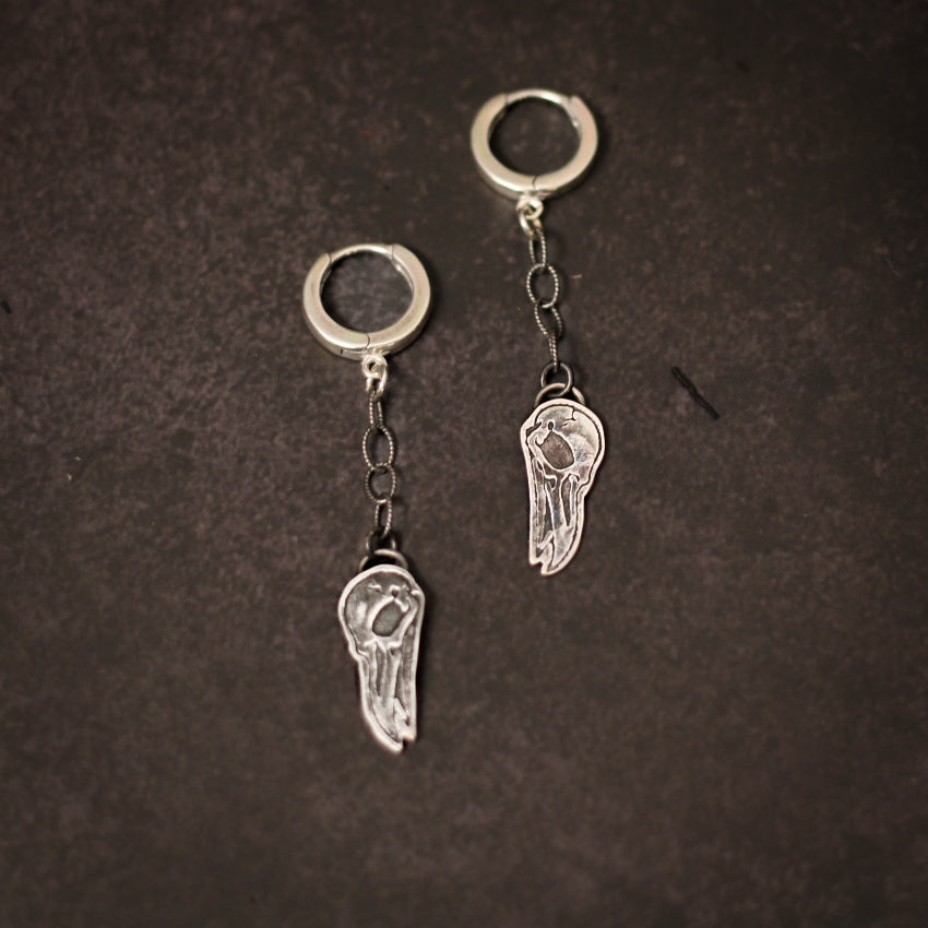 Raven’s Oath Skull Earrings – Sterling Silver Raven Skull Drops