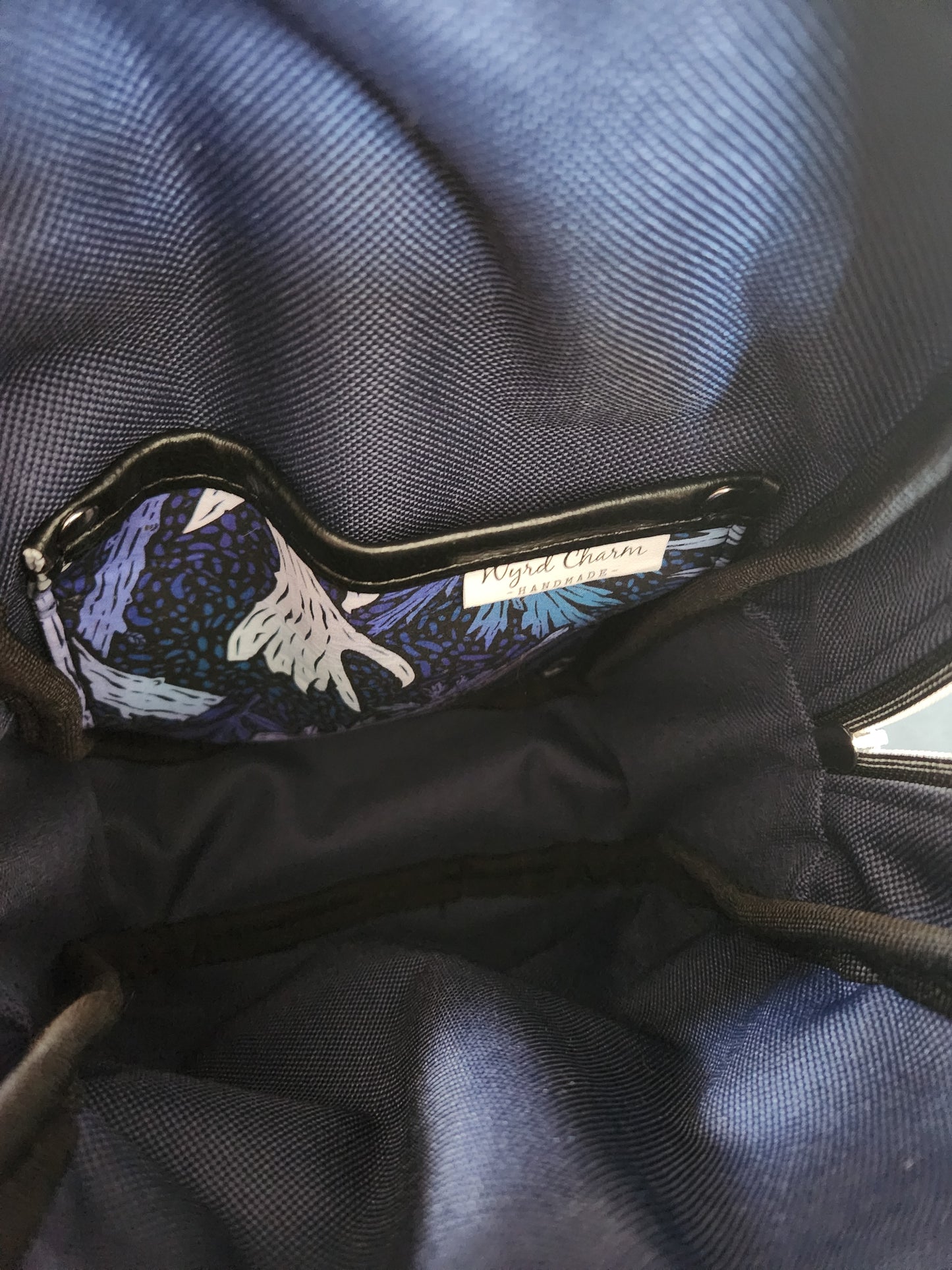 Inside of bag with slip pocket visible