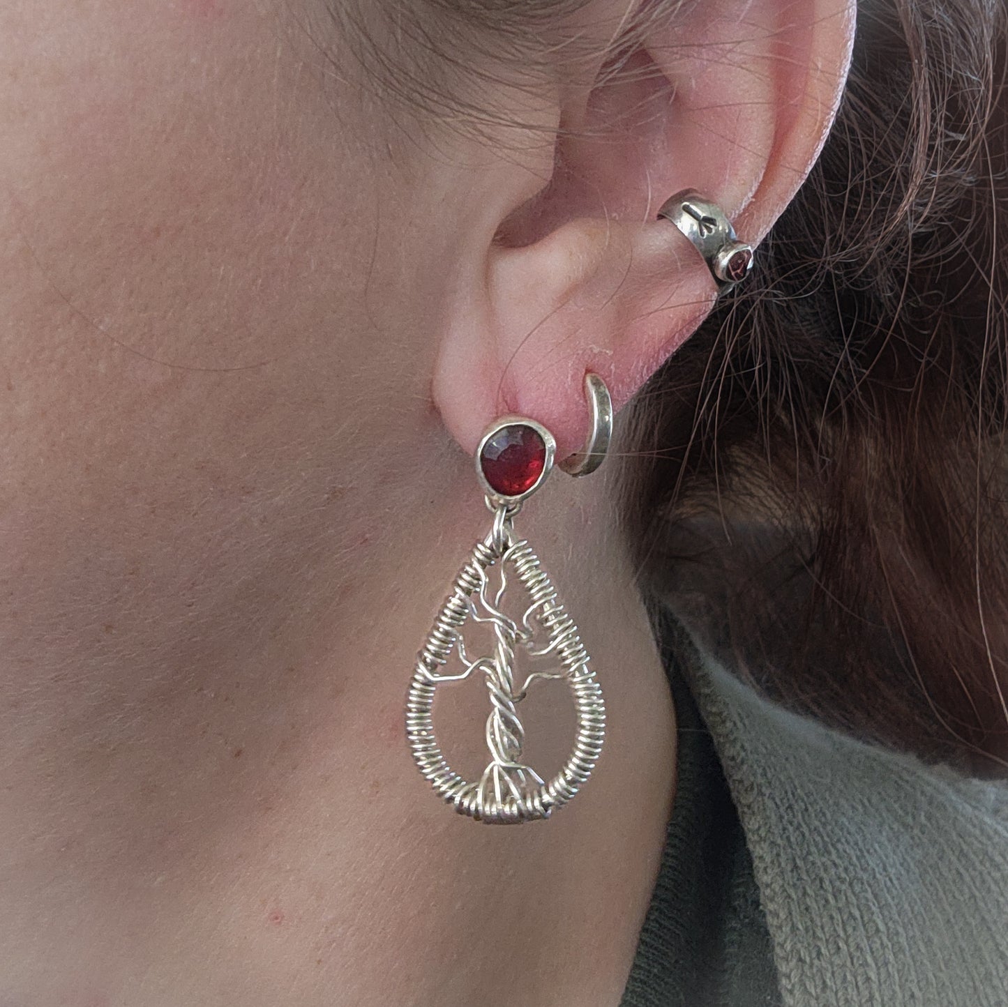 Garnet Worldtree Earrings