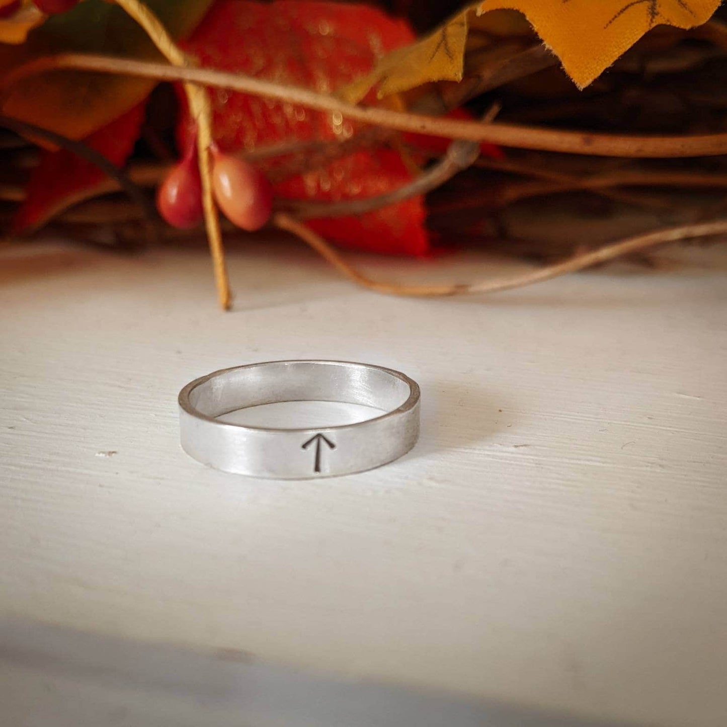 Minimalist Viking Rune Ring with Custom Message and Size - Sterling Silver - Personalized Rune - Men and Womens Ring Band - Stacking Ring