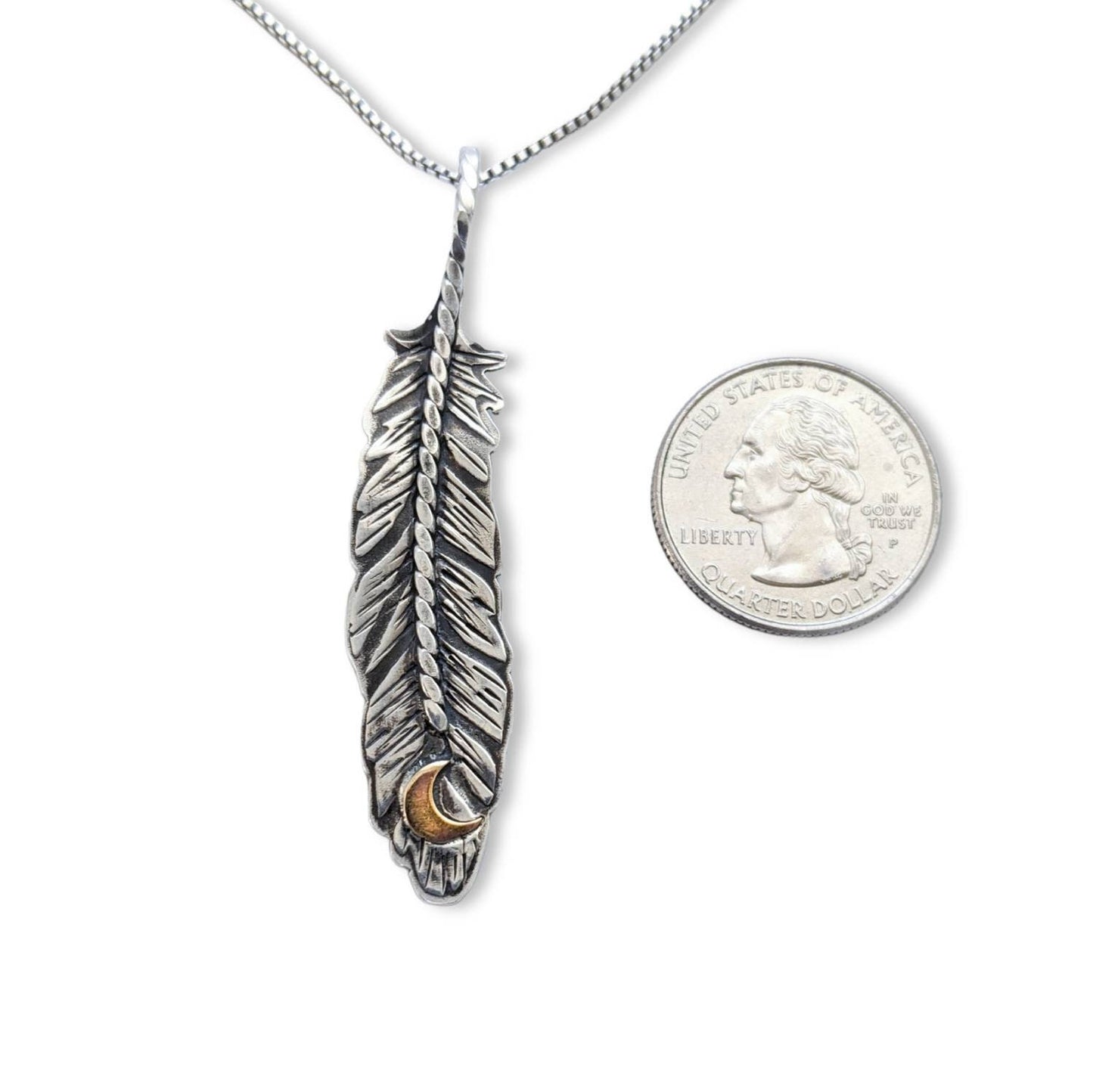 Sterling Silver Feather Necklace with Moon - Customizable Viking Rune Charm or Zodiac Symbol - Made to Order Pendant