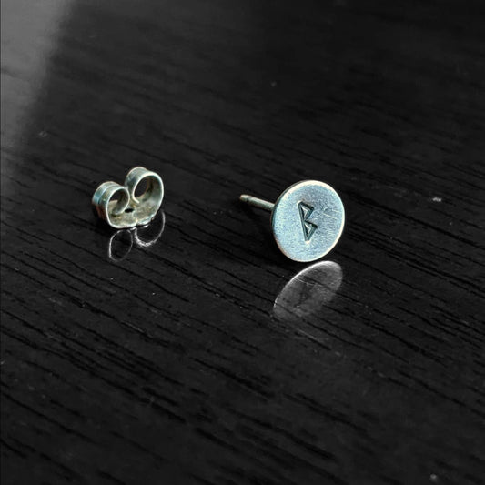 One Minimalist Viking Rune Stud Earring - One (1) Stud Earring - Sterling Silver