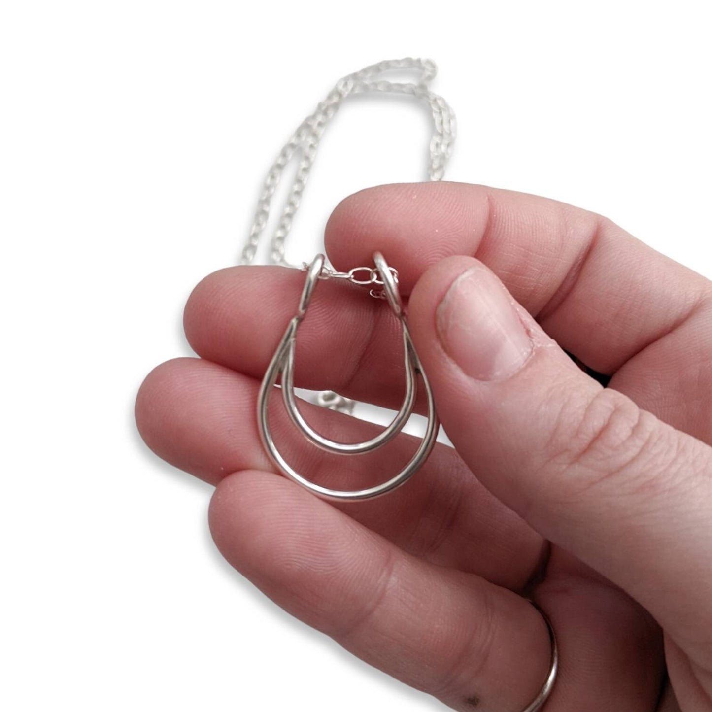 Crescent Moon Ring Holder Necklace | Sterling Silver Pendant | Made to Order