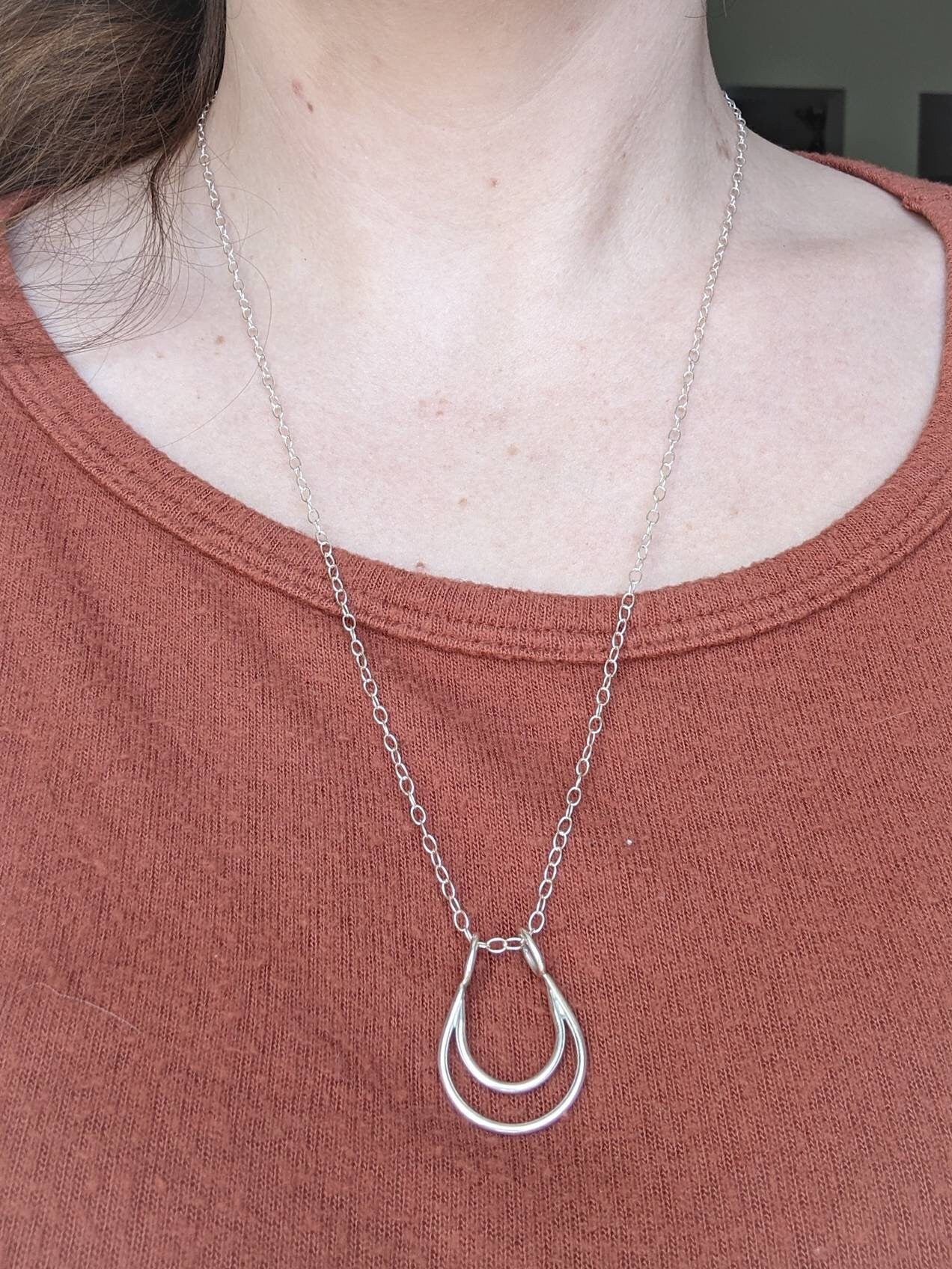 Crescent Moon Ring Holder Necklace | Sterling Silver Pendant | Made to Order