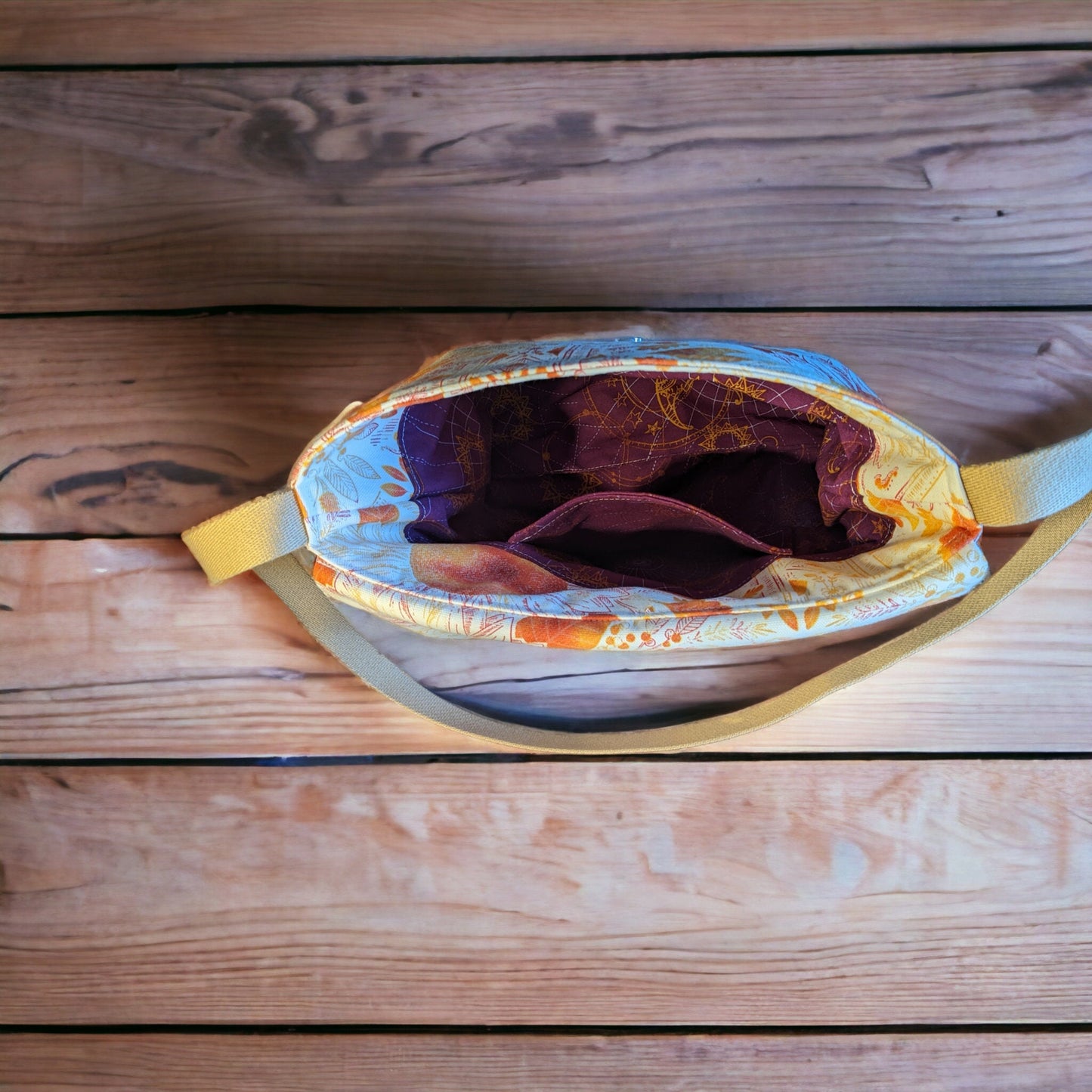 Purple Celestial & Bohemian Sunflower Crossbody Messenger Bag - Custom Sunflower Design - 100% Cotton - Ready to Ship