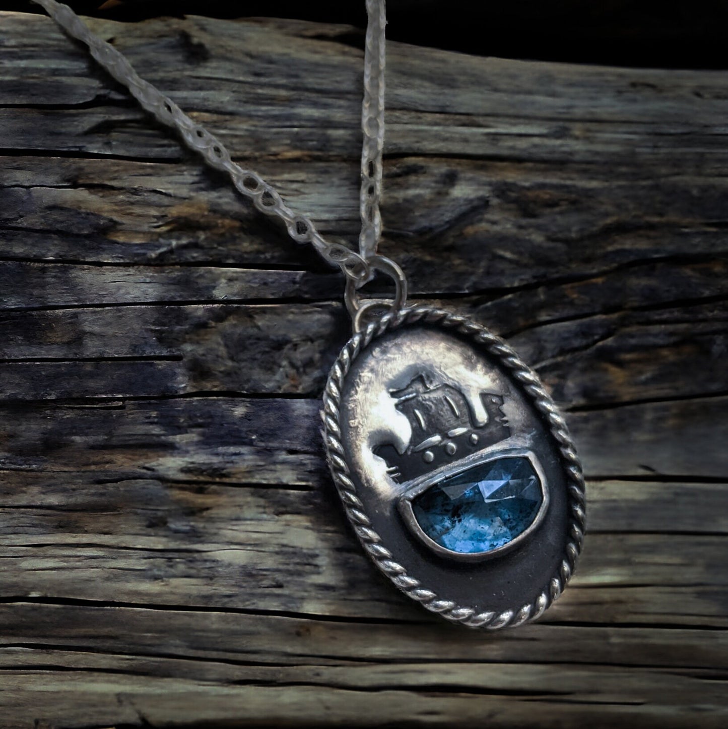 Nautical Viking Pendant - Viking Ship Necklace - Blue Kyanite Gemstone - Sterling Silver Jewelry - Perfect for Adventurers - Ready to Ship