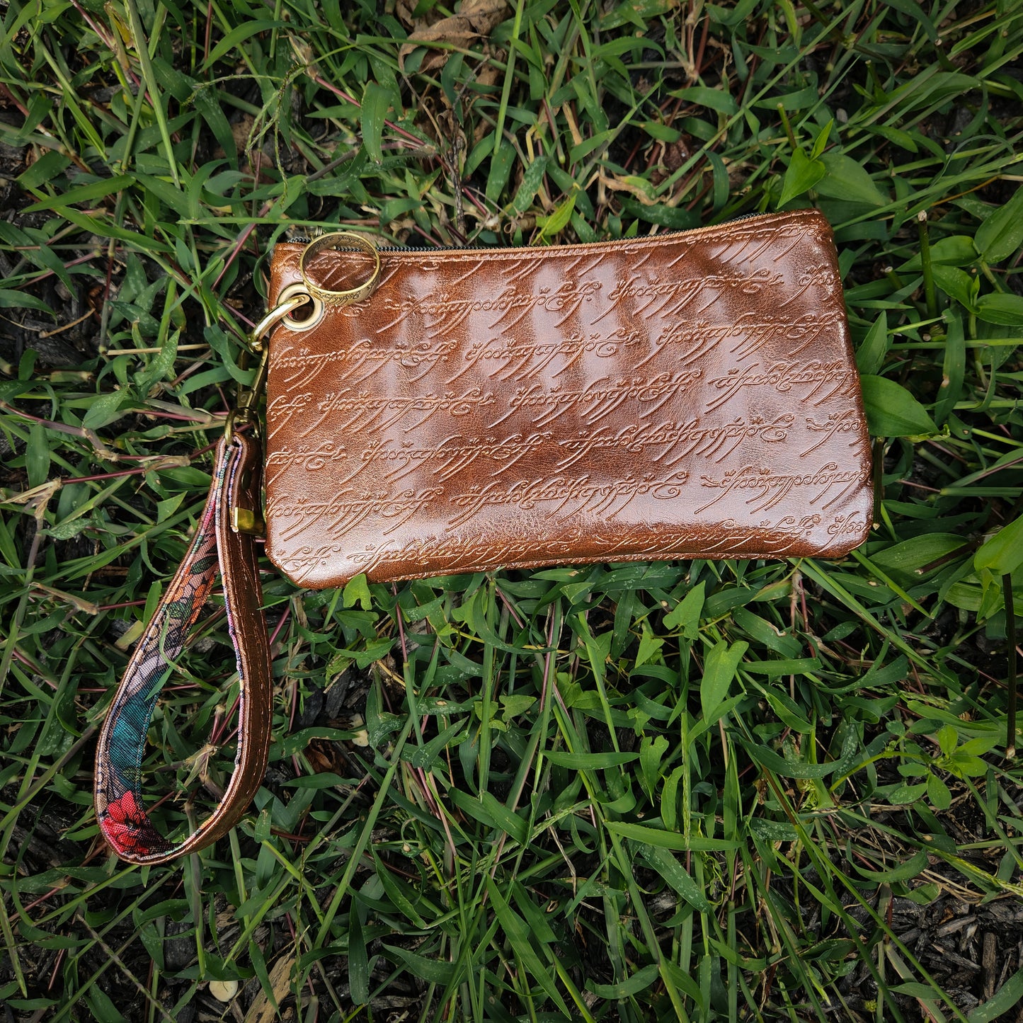 Elvish Script Adventure Wristlet – Faux Leather Fantasy Bag