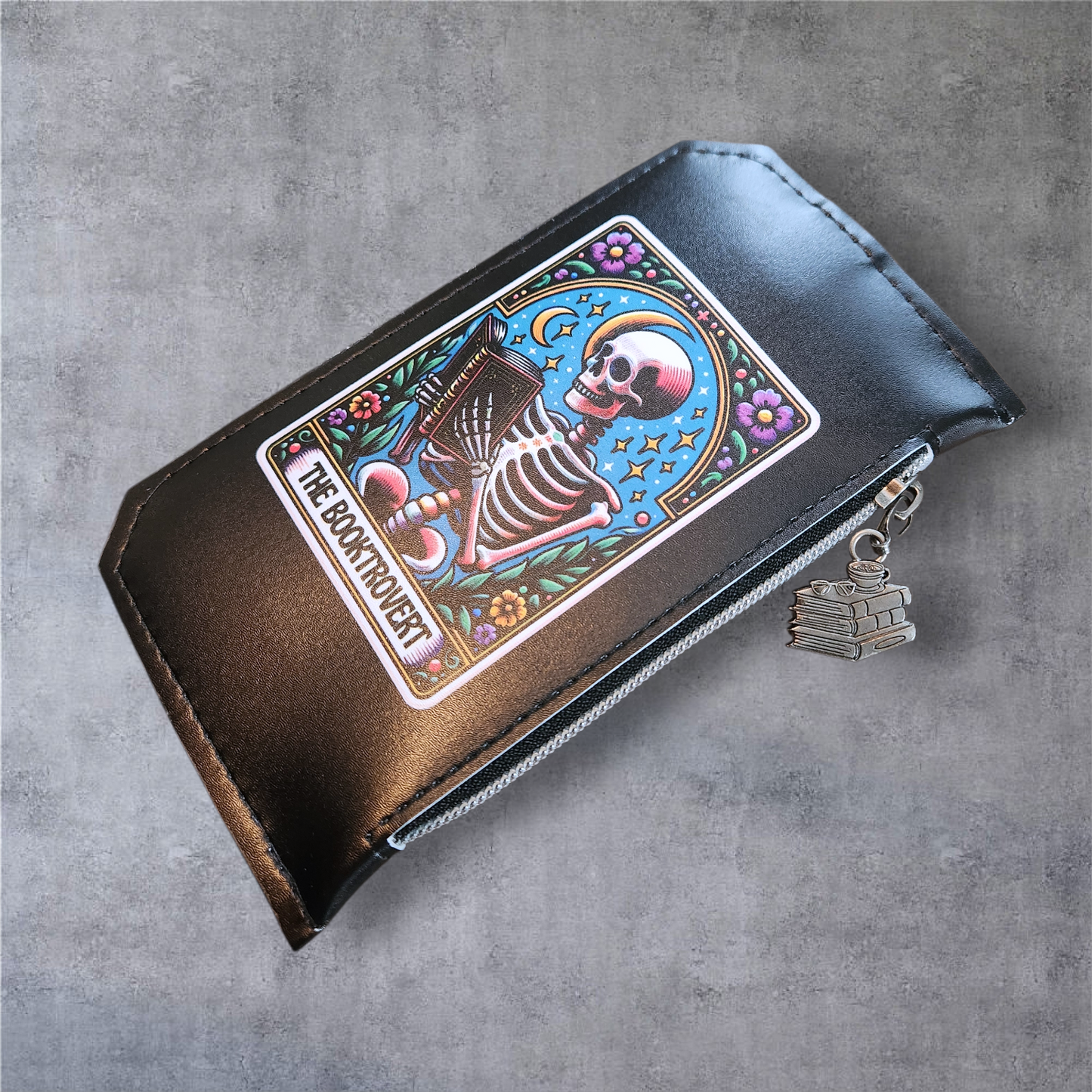 Booktrovert Wallet – Tarot Art Skeleton Purse Pal for Spicy Book Lovers
