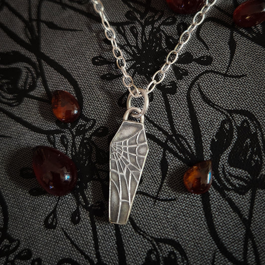 Reversible Spider Coffin Charm Necklace