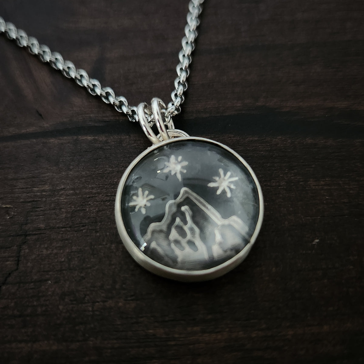 Under Three Stars | Sterling Silver Celestial Mountain Necklace