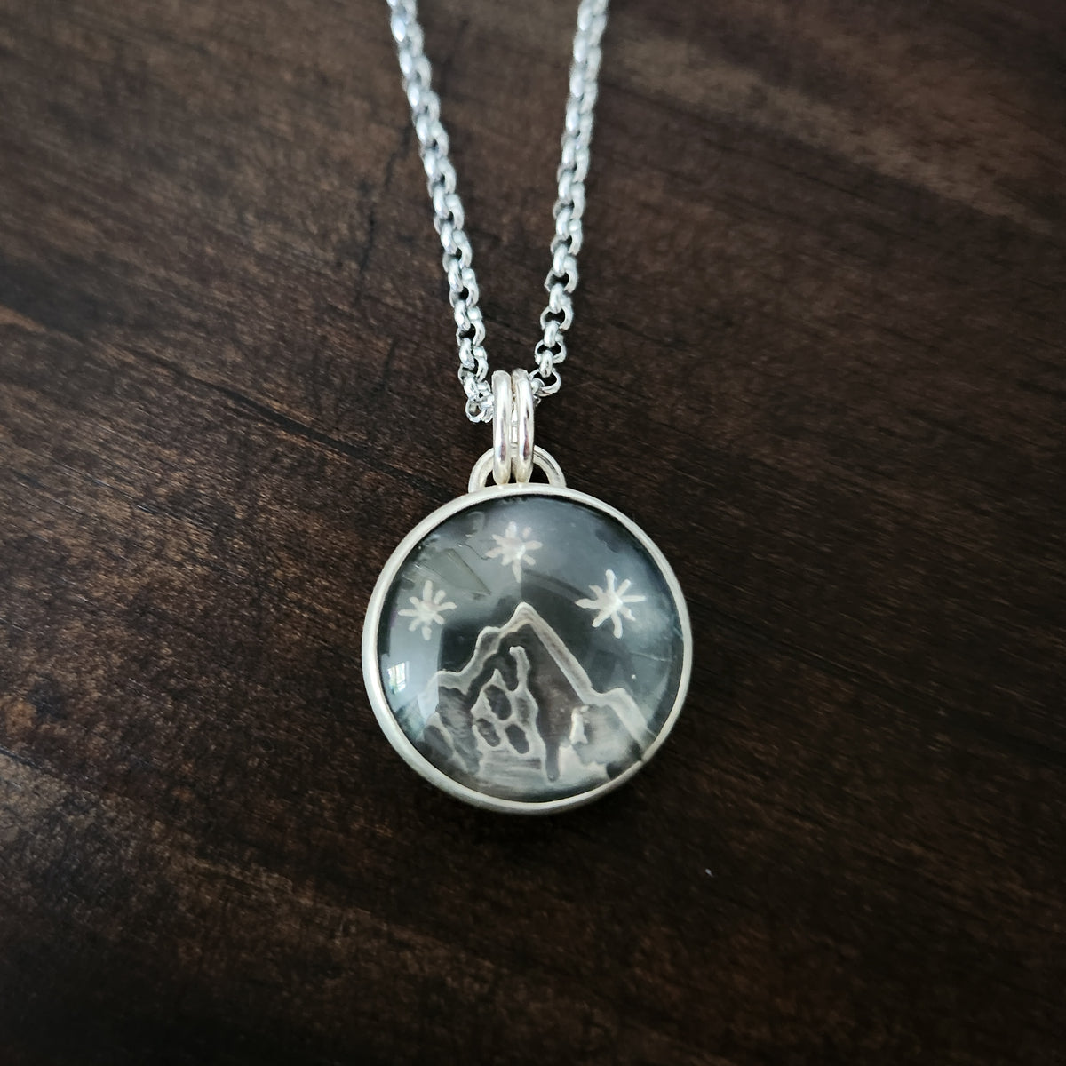 Under Three Stars | Sterling Silver Celestial Mountain Necklace