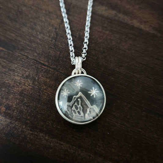 Under Three Stars | Sterling Silver Celestial Mountain Necklace