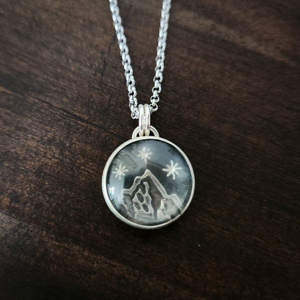 Under Three Stars | Sterling Silver Celestial Mountain Necklace