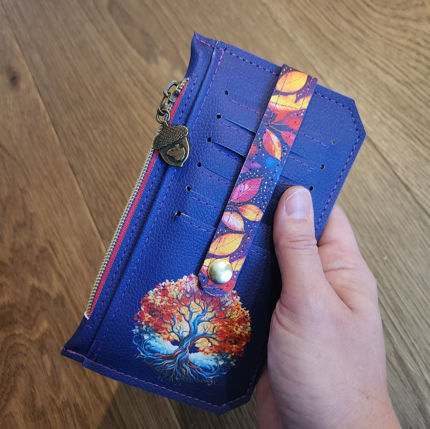 Tree of Life Purse Pal Wallet – Purple Faux Leather with Acorn Charm