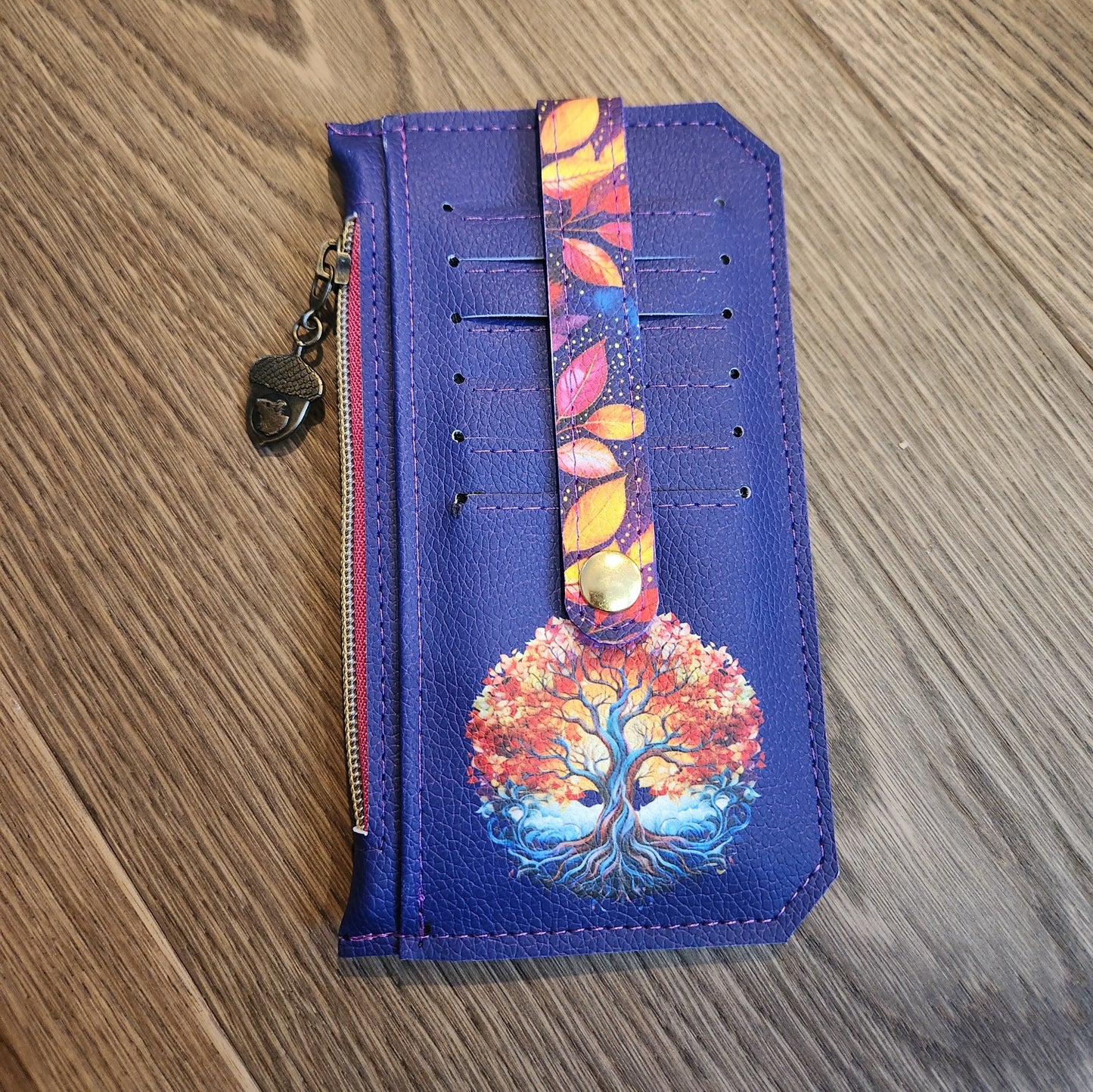 Tree of Life Purse Pal Wallet – Purple Faux Leather with Acorn Charm