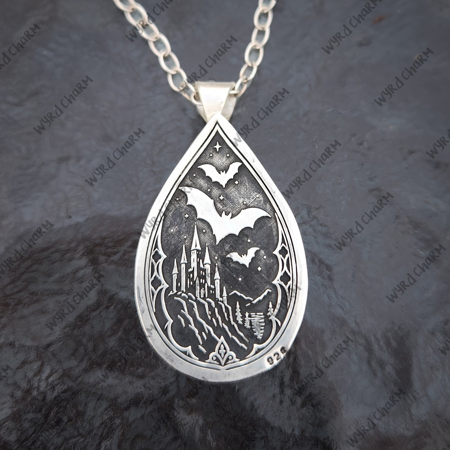 Crimson Veil Castle Necklace | Sterling Silver Amethyst Pendant