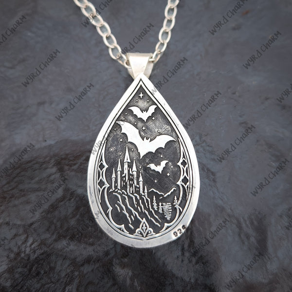 Crimson Veil Castle Necklace | Sterling Silver Amethyst Pendant