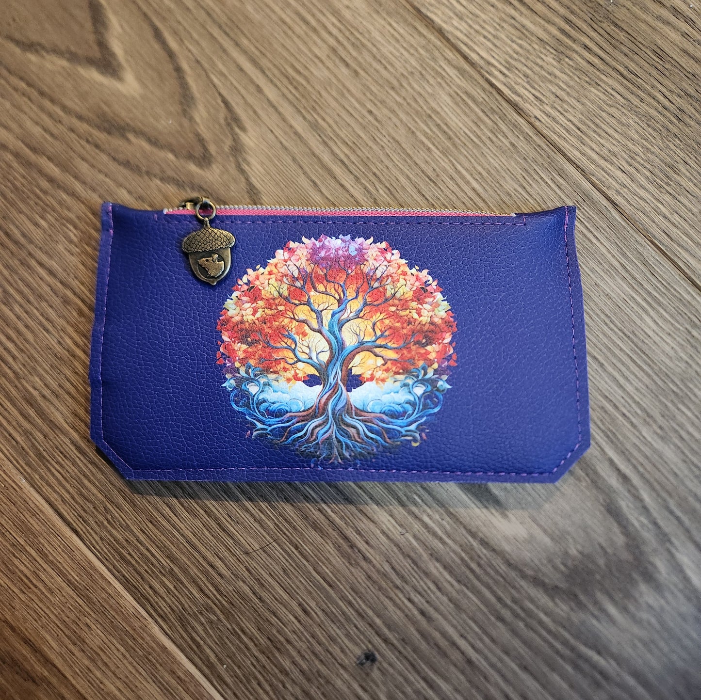 Tree of Life Purse Pal Wallet – Purple Faux Leather with Acorn Charm