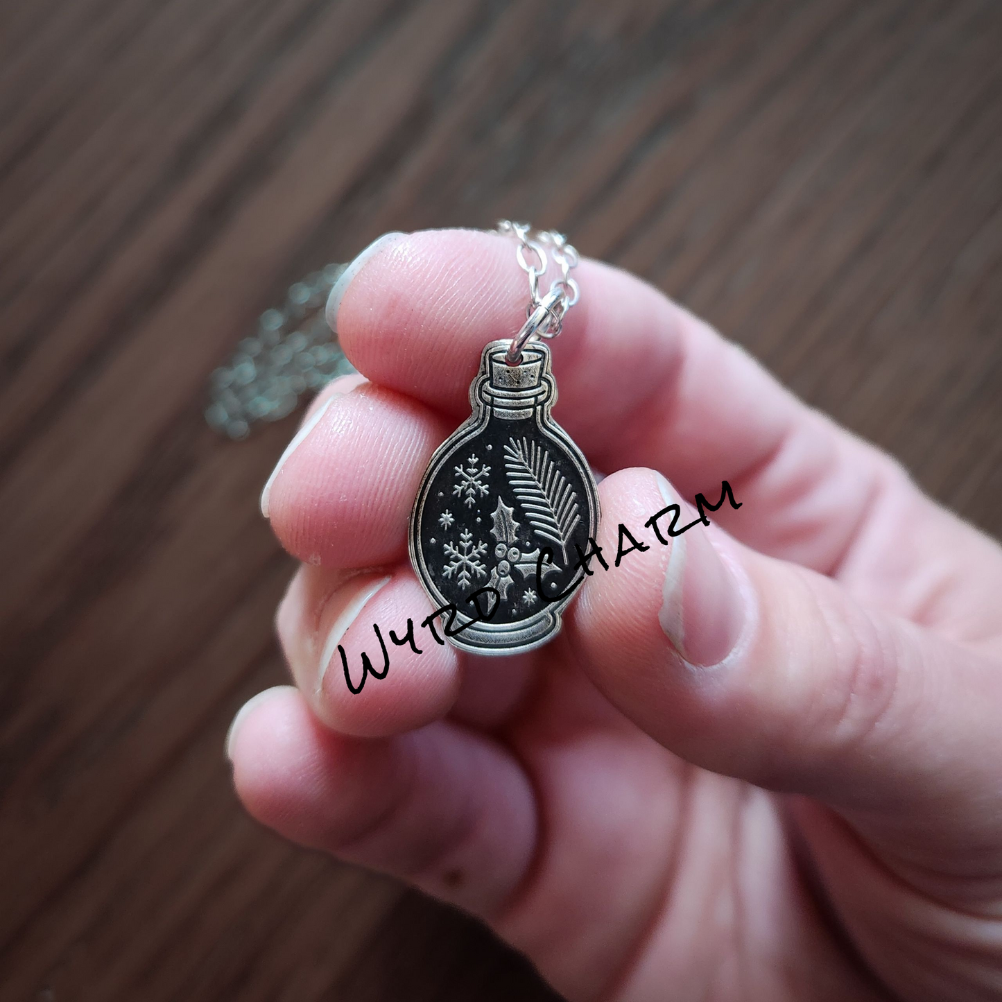 Holly & Snowflake Yule Potion Necklace - Made to Order