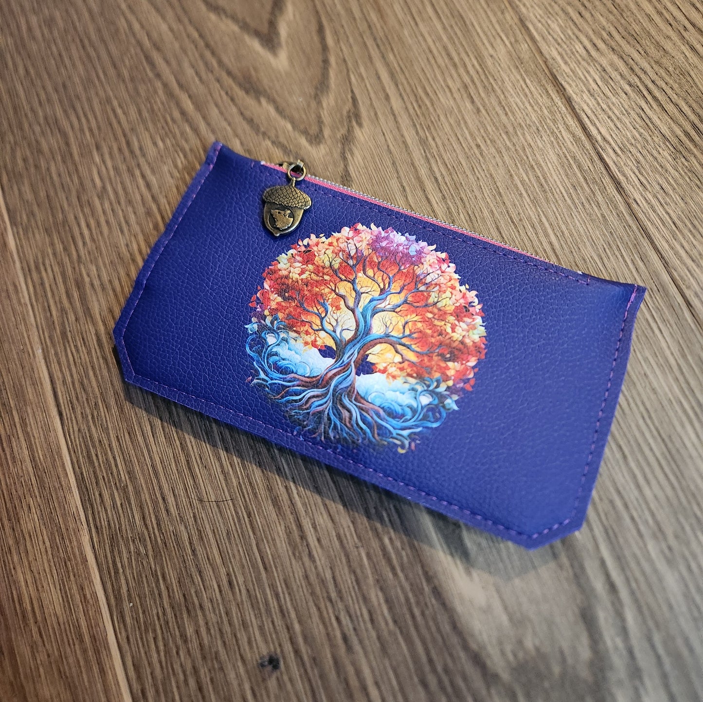 Tree of Life Purse Pal Wallet – Purple Faux Leather with Acorn Charm