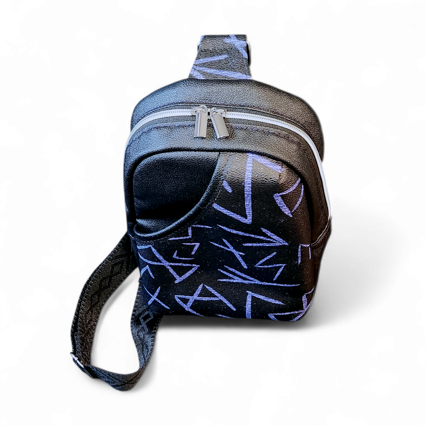 Norse Runes Crossbody Sling Bag: Viking Faux Leather Purse