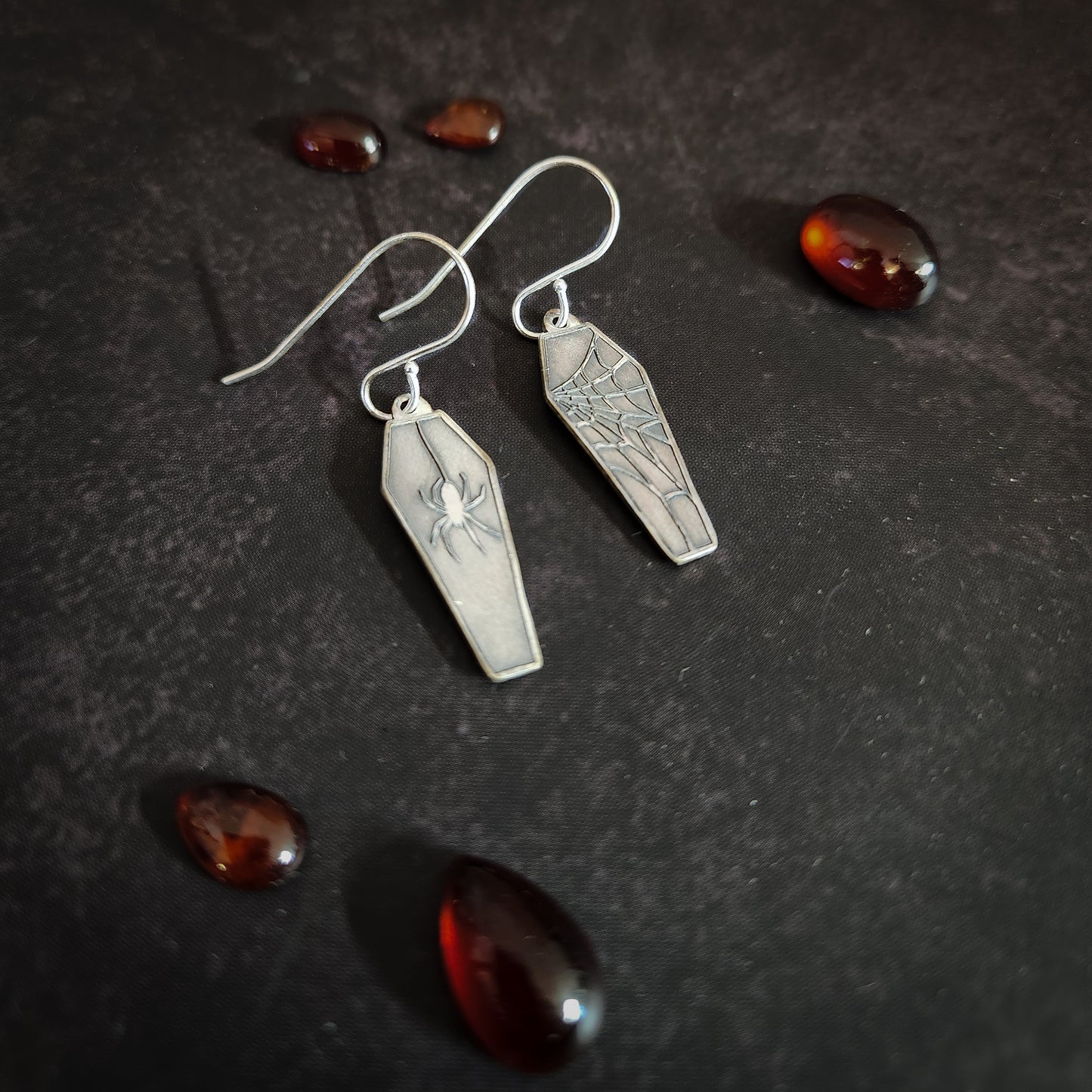 Spider Coffin Earrings