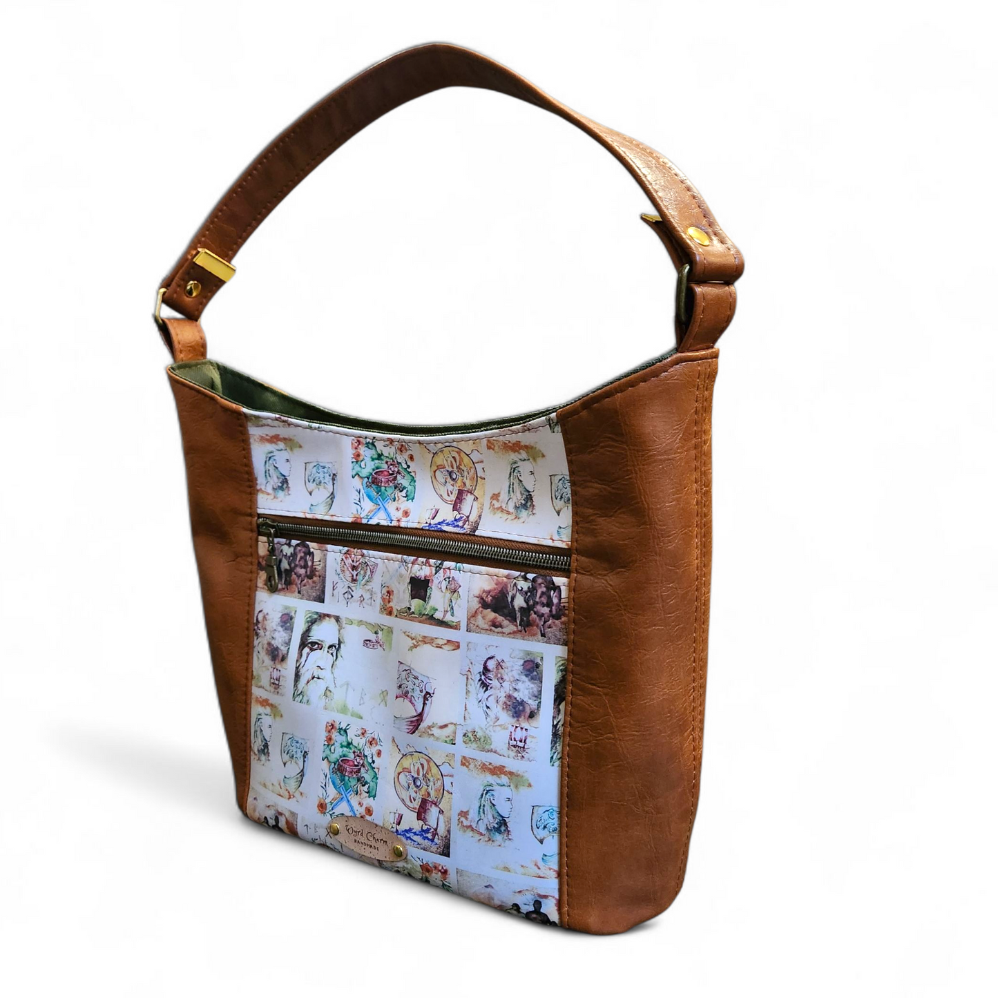Viking Saga Shoulder Bag: Odin Print Faux Leather Norse Mythology Purse