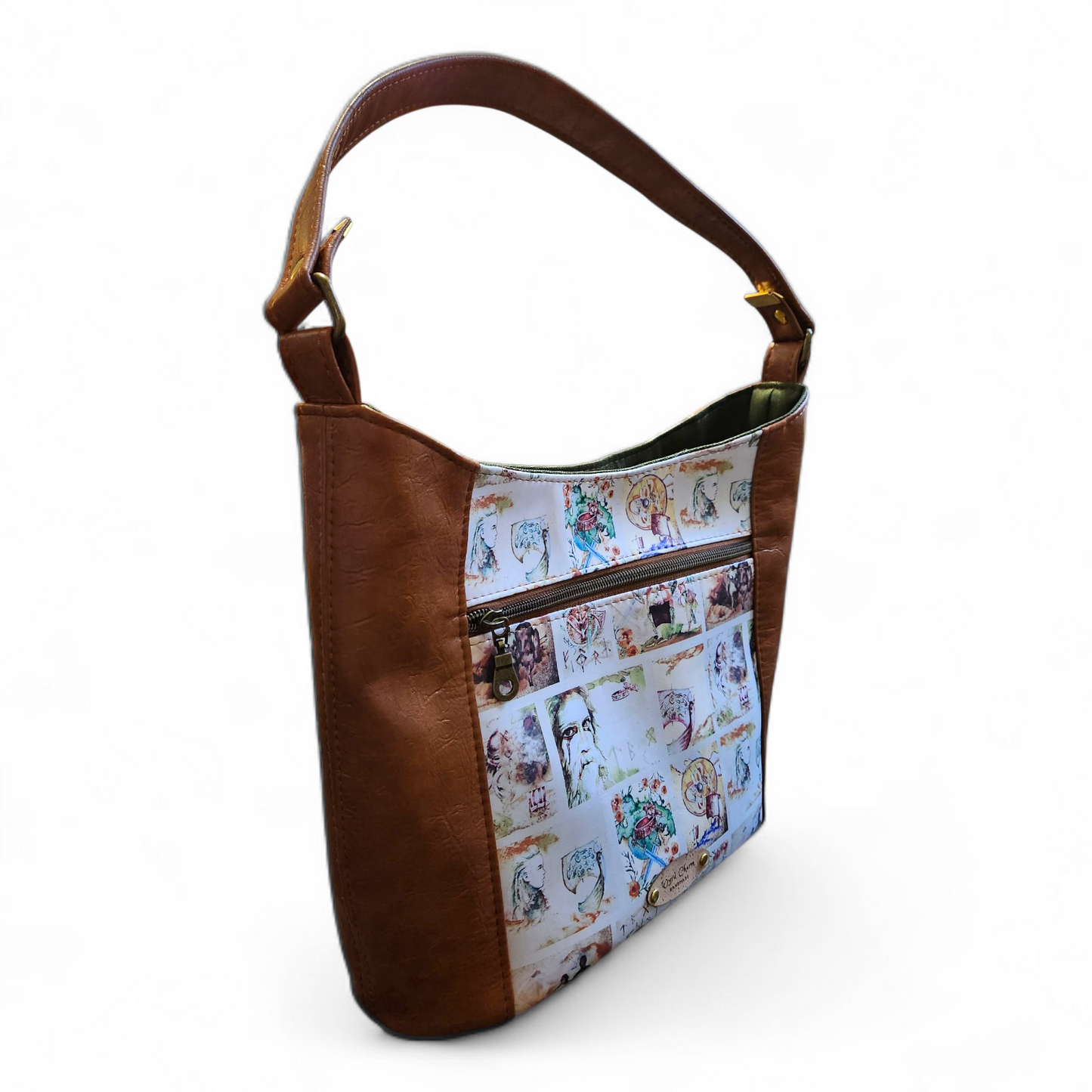 Viking Saga Shoulder Bag: Odin Print Faux Leather Norse Mythology Purse