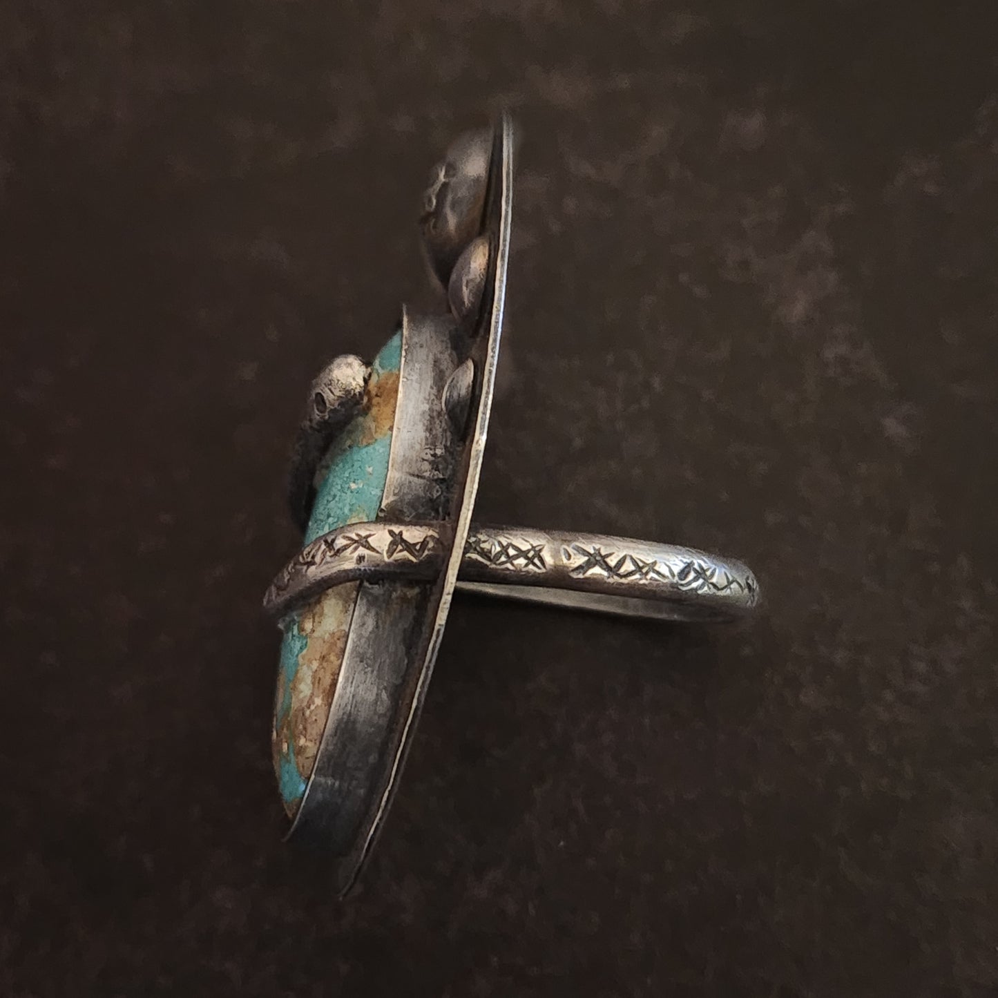 Jormungandr Ring | Sterling Silver Midgard Serpent Ring with Blue Ribbon Turquoise | US Size 10