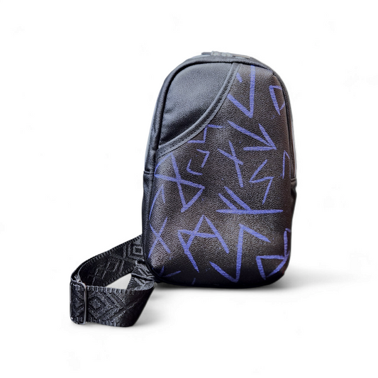 Norse Runes Crossbody Sling Bag: Viking Faux Leather Purse