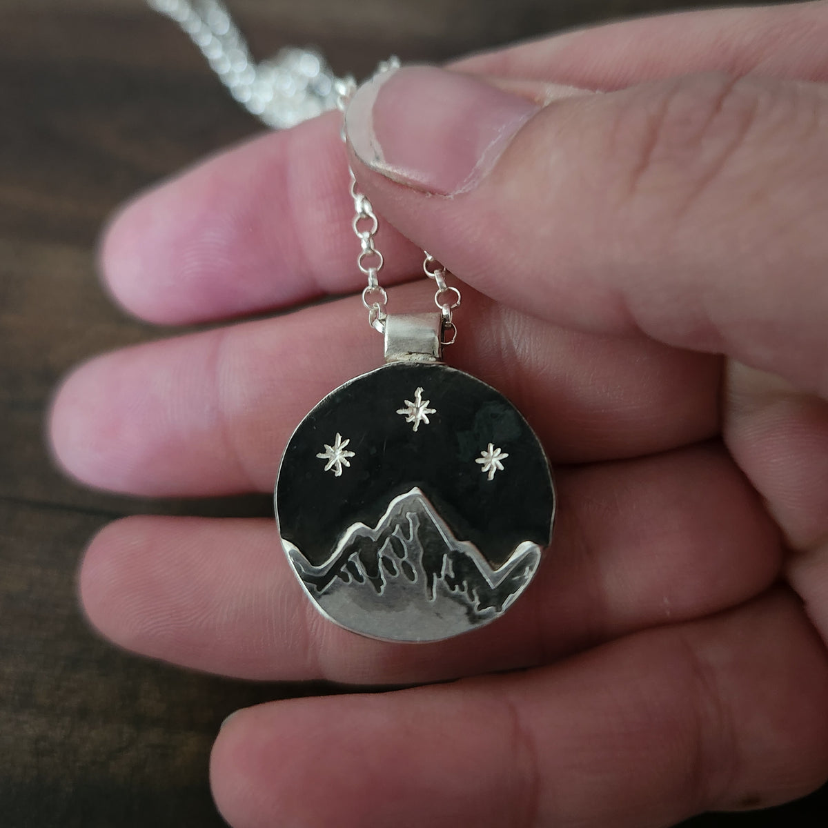 Beyond the Stars | Sterling Silver Druzy Quartz Mountain Necklace