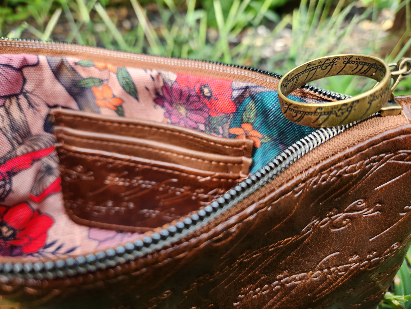 Elvish Script Adventure Wristlet – Faux Leather Fantasy Bag