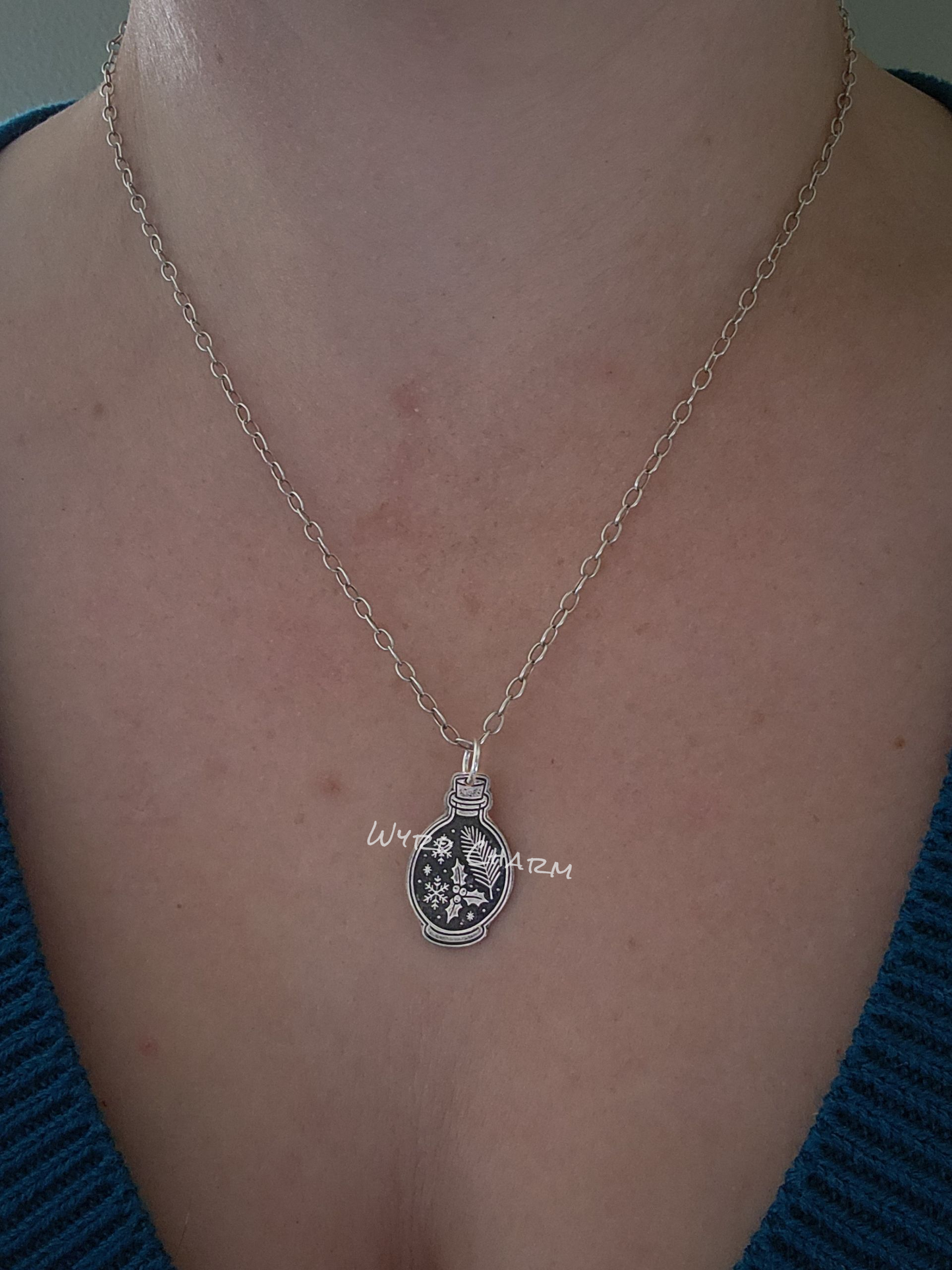 Holly & Snowflake Yule Potion Necklace - Made to Order