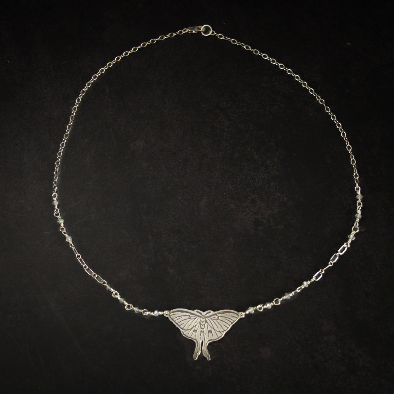 Moonbound Luna Moth Necklace in Sterling Silver