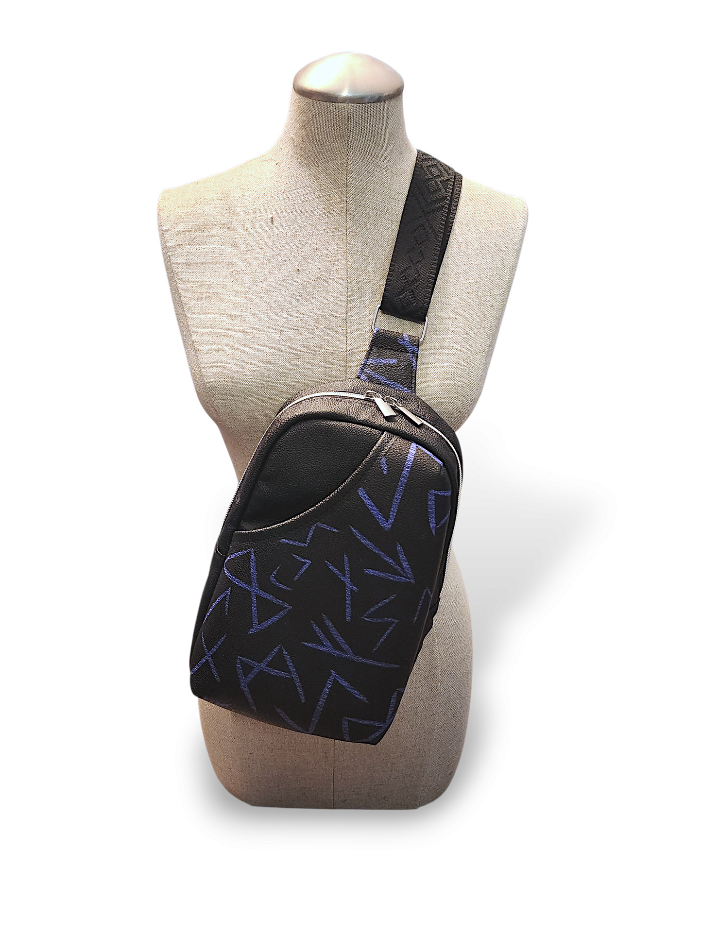 Norse Runes Crossbody Sling Bag: Viking Faux Leather Purse