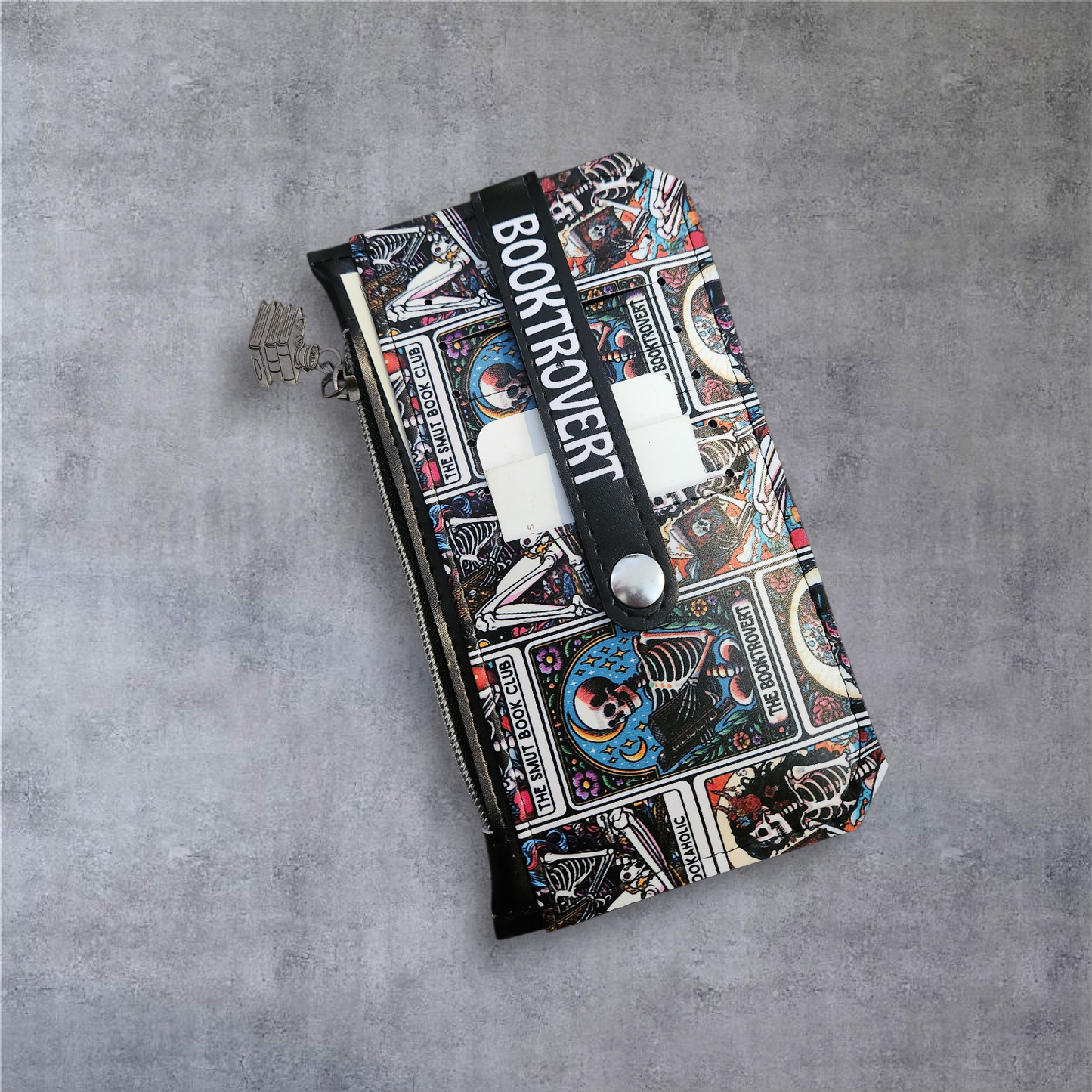 Booktrovert Wallet – Tarot Art Skeleton Purse Pal for Spicy Book Lovers