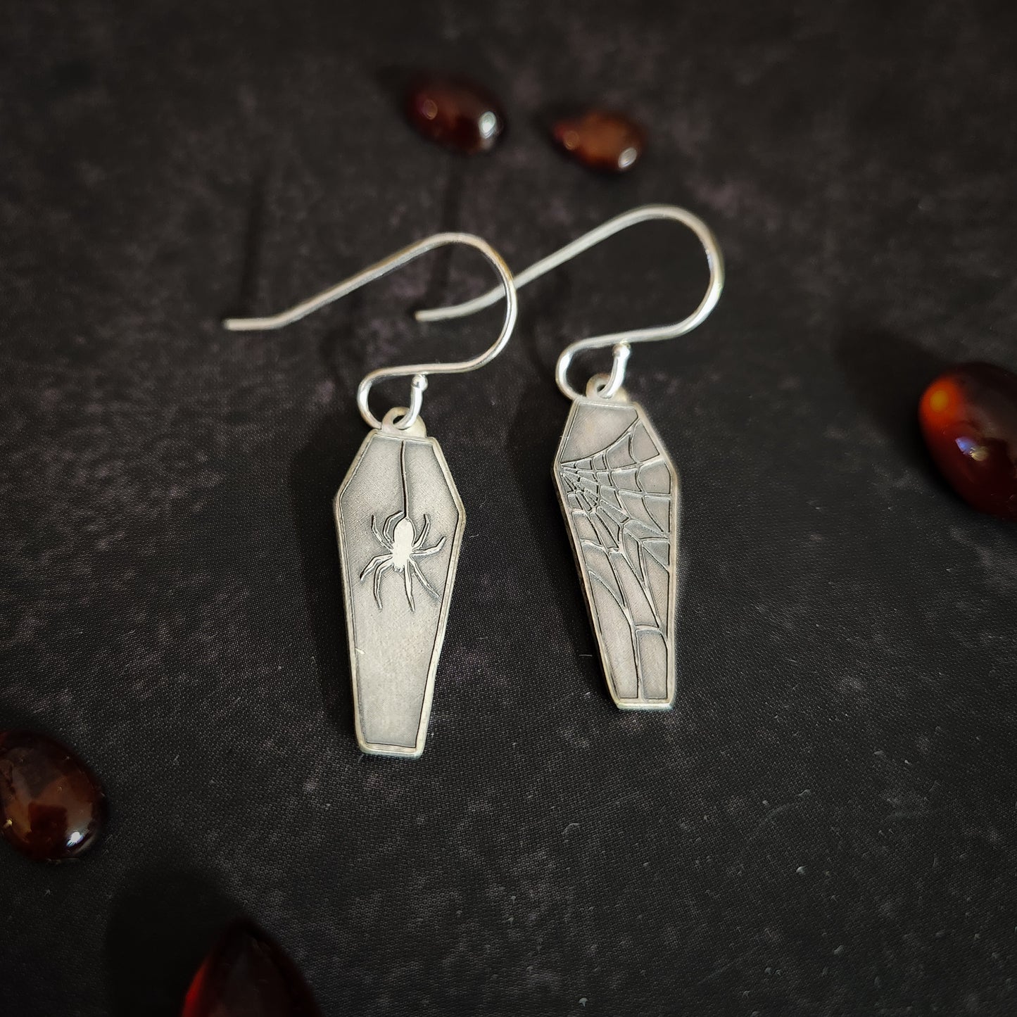 Spider Coffin Earrings