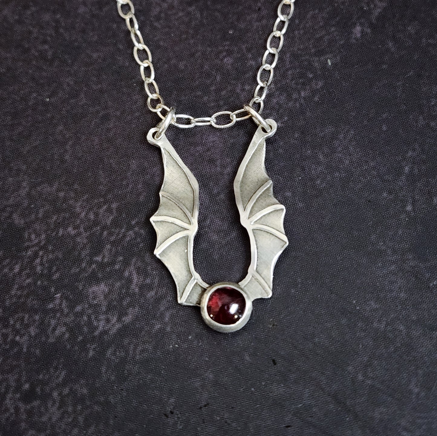 Emberwing Hatchling Pendant – Sterling Silver Mini Dragon Necklace with Garnet