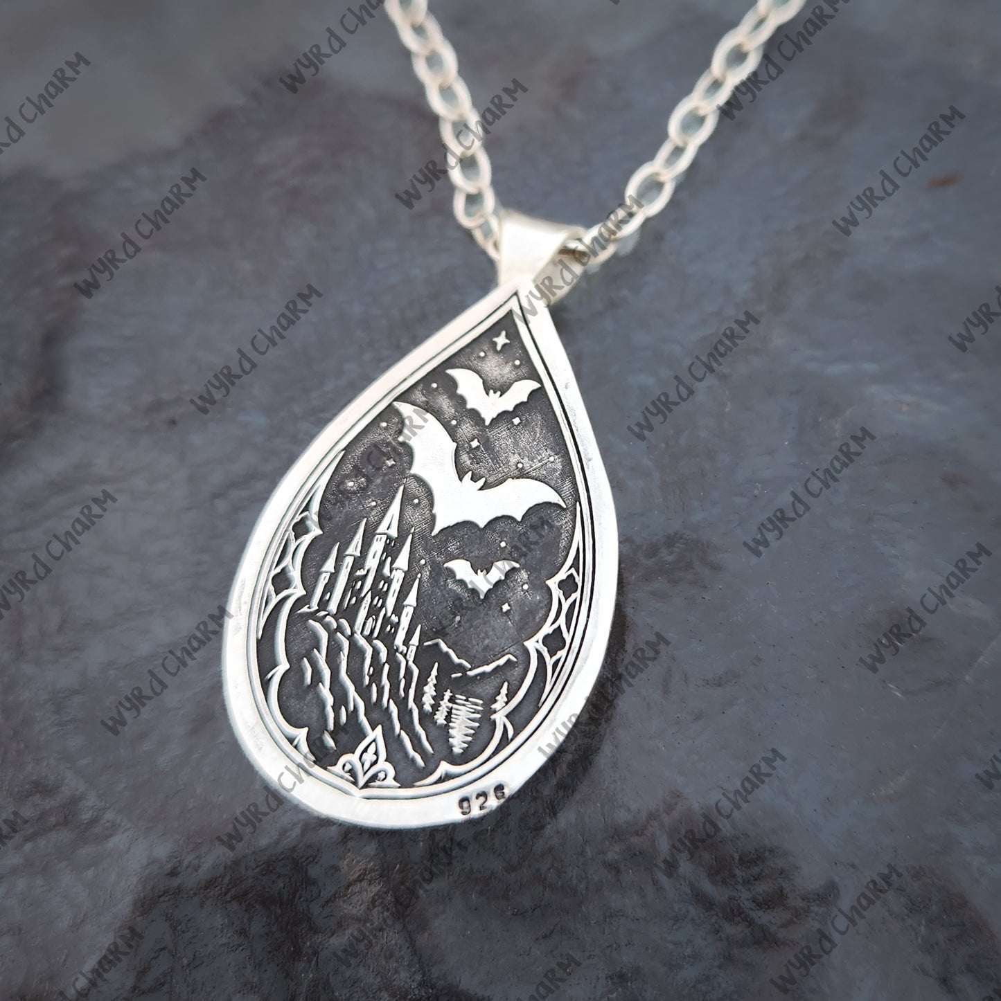 Crimson Veil Castle Necklace | Sterling Silver Amethyst Pendant