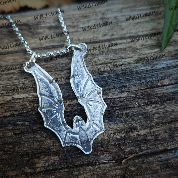 Bat Ring Keeper Necklace | Witchy Sterling Silver Ring Holder