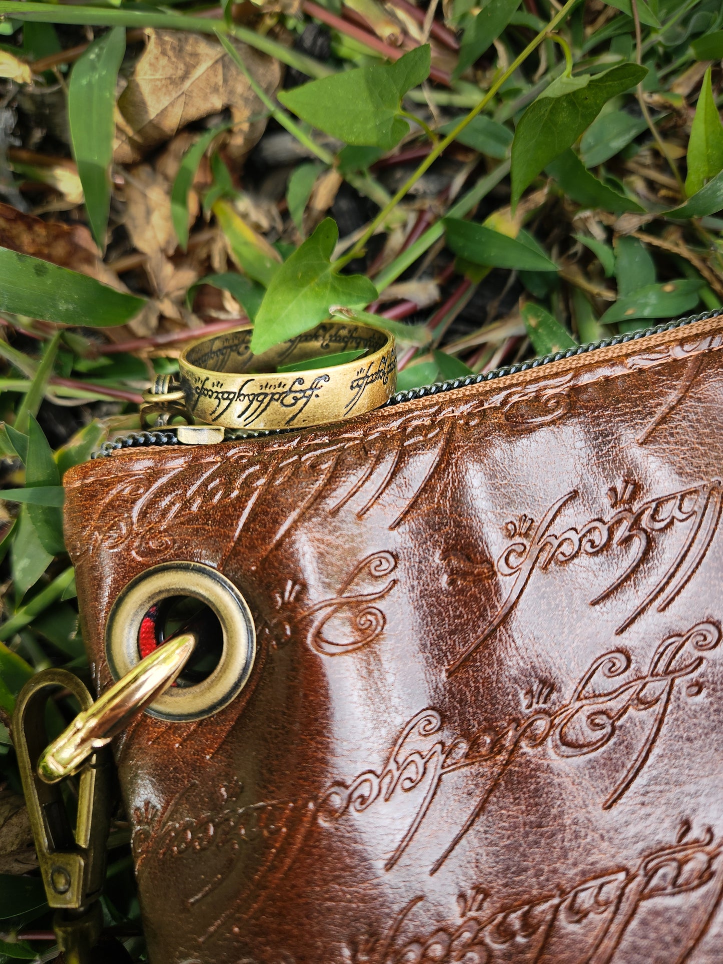 Elvish Script Adventure Wristlet – Faux Leather Fantasy Bag