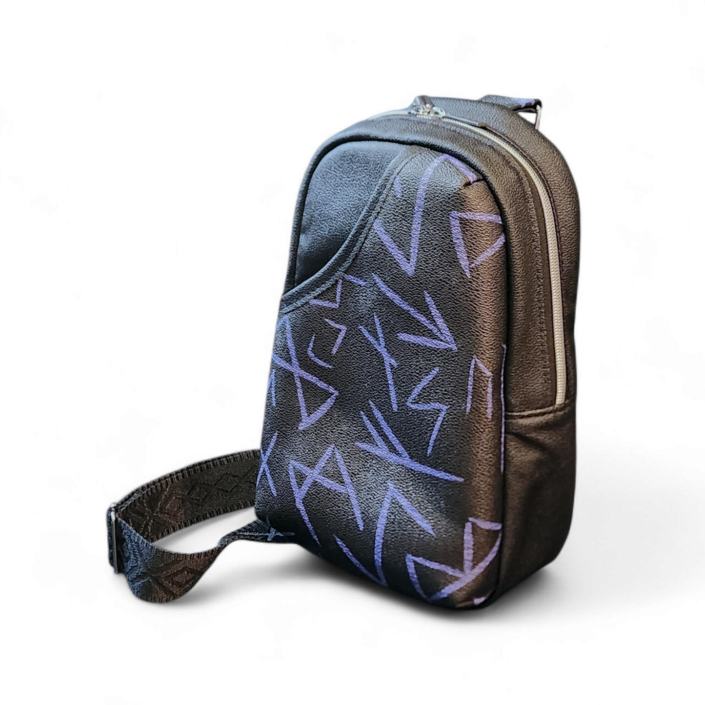 Norse Runes Crossbody Sling Bag: Viking Faux Leather Purse
