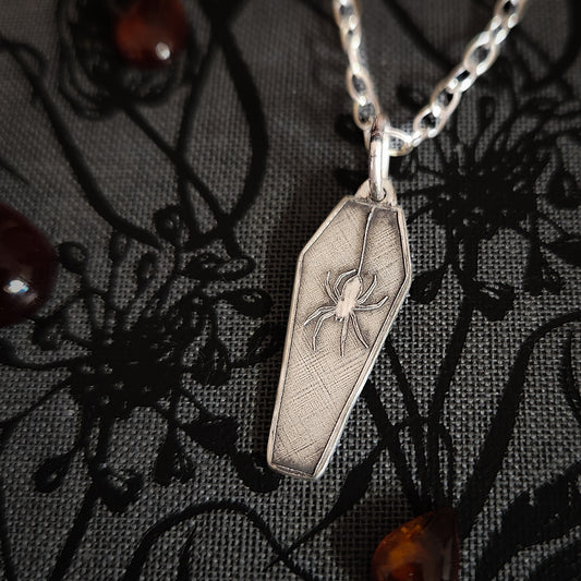 Spider Coffin Charm Necklace