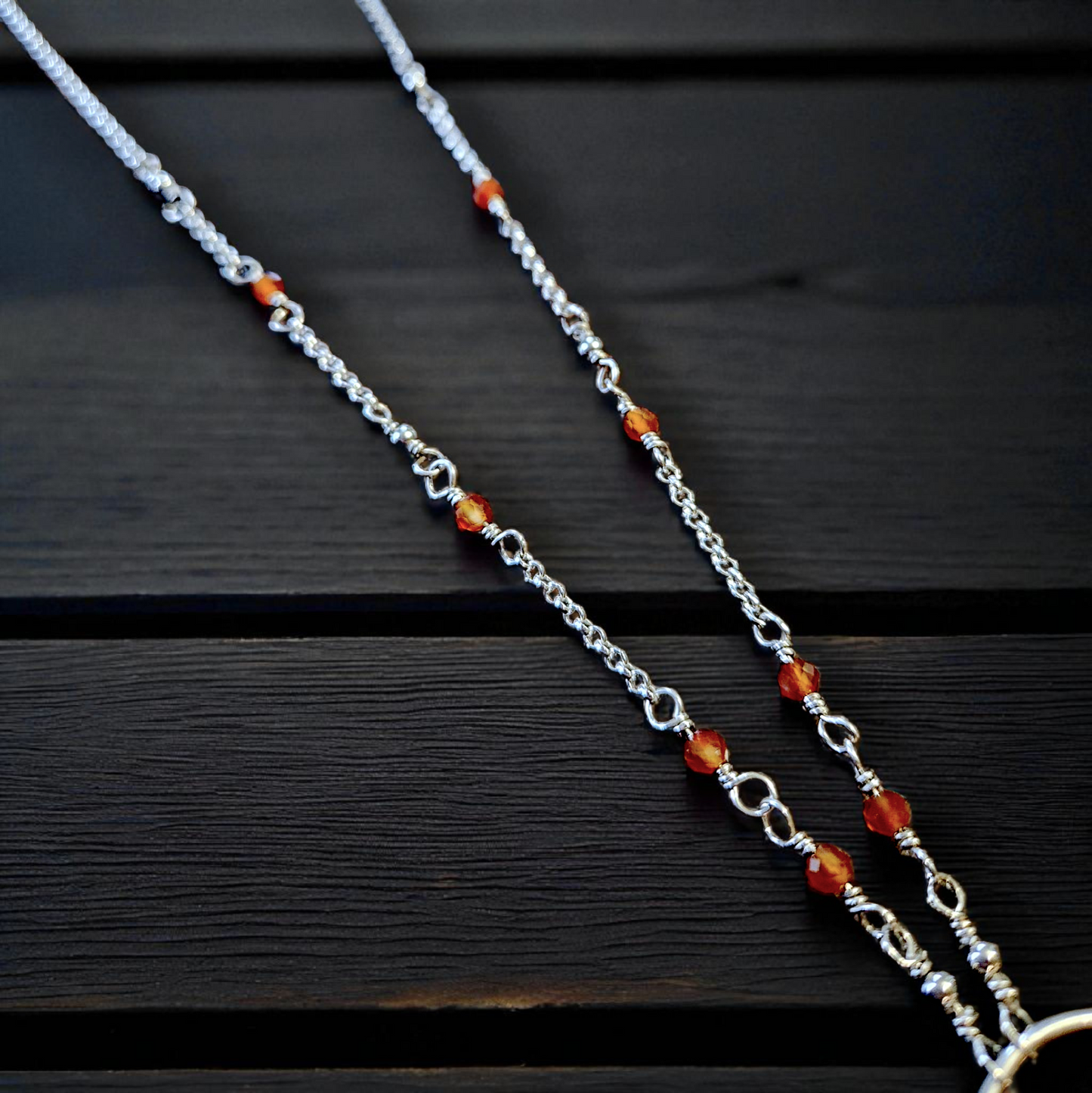 Moonlit Pumpkin Patch - Halloween Talisman Necklace with Carnelian & Sterling Silver
