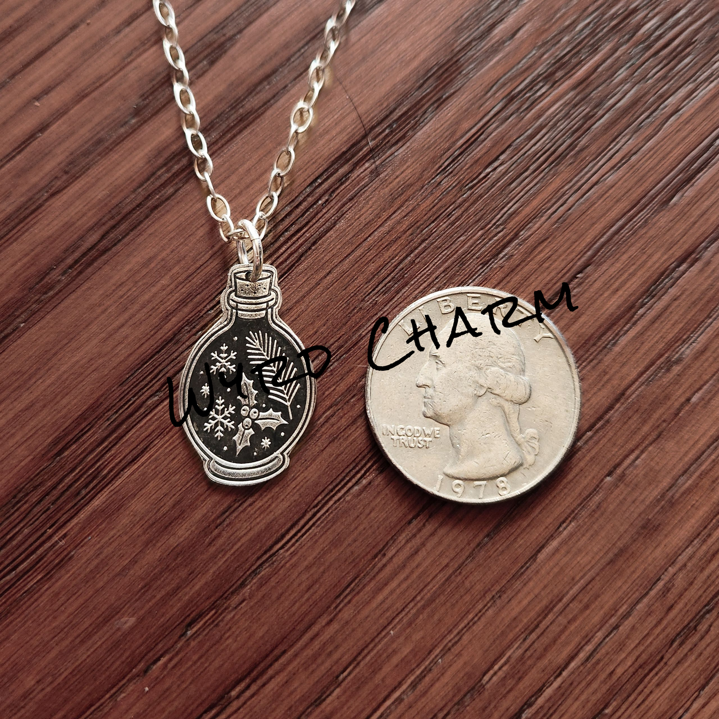 Holly & Snowflake Yule Potion Necklace - Made to Order