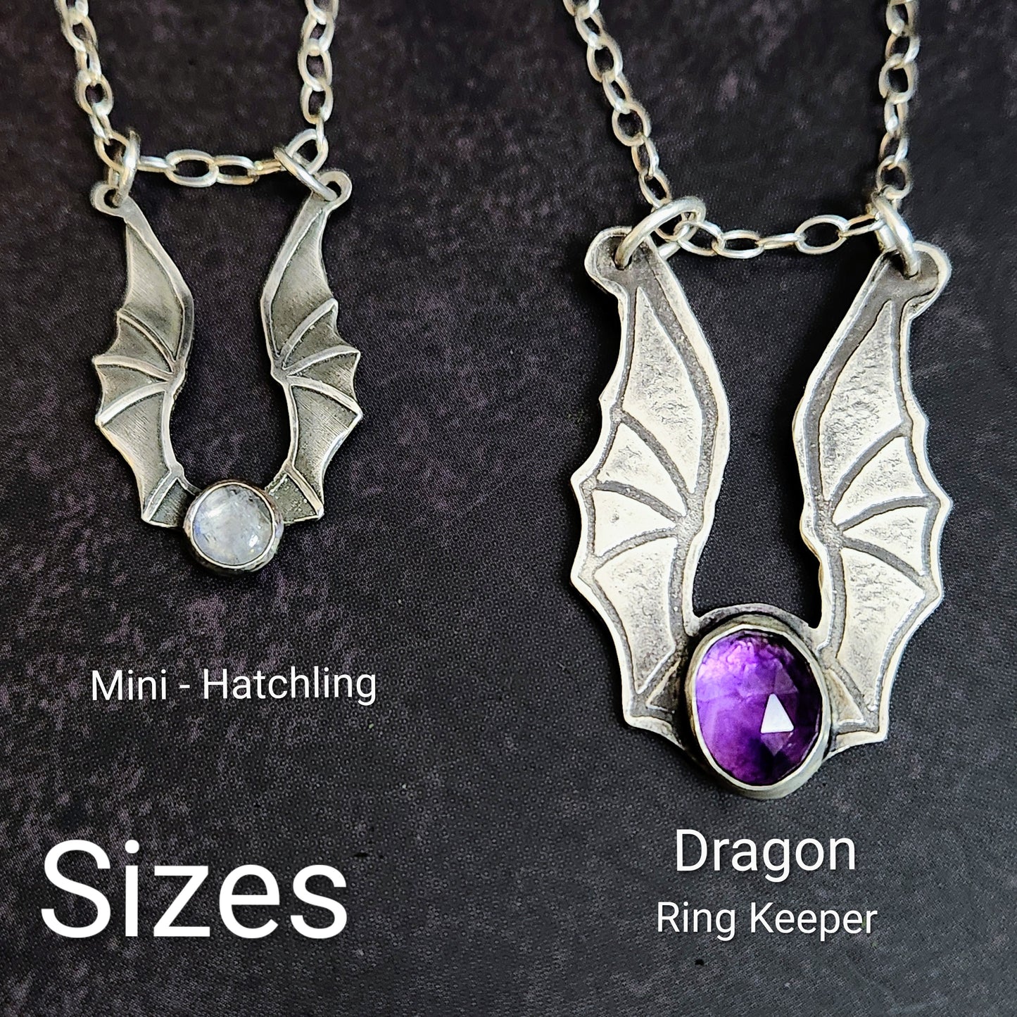 Emberwing Hatchling Pendant – Sterling Silver Mini Dragon Necklace with Garnet